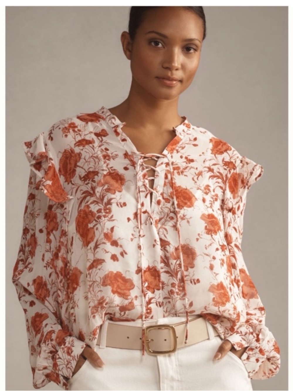 NWT Anthropologie Maeve Long-Sleeve Ruffled Chiffon Blouse 2X